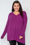 Plus Size Magenta Oversized Long Sleeve Tunic Top - Tasha Apparel Wholesale