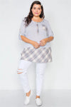 Plus Size Heather Grey Plaid Combo Plus Size Top /3-3 - Tasha Apparel Wholesale