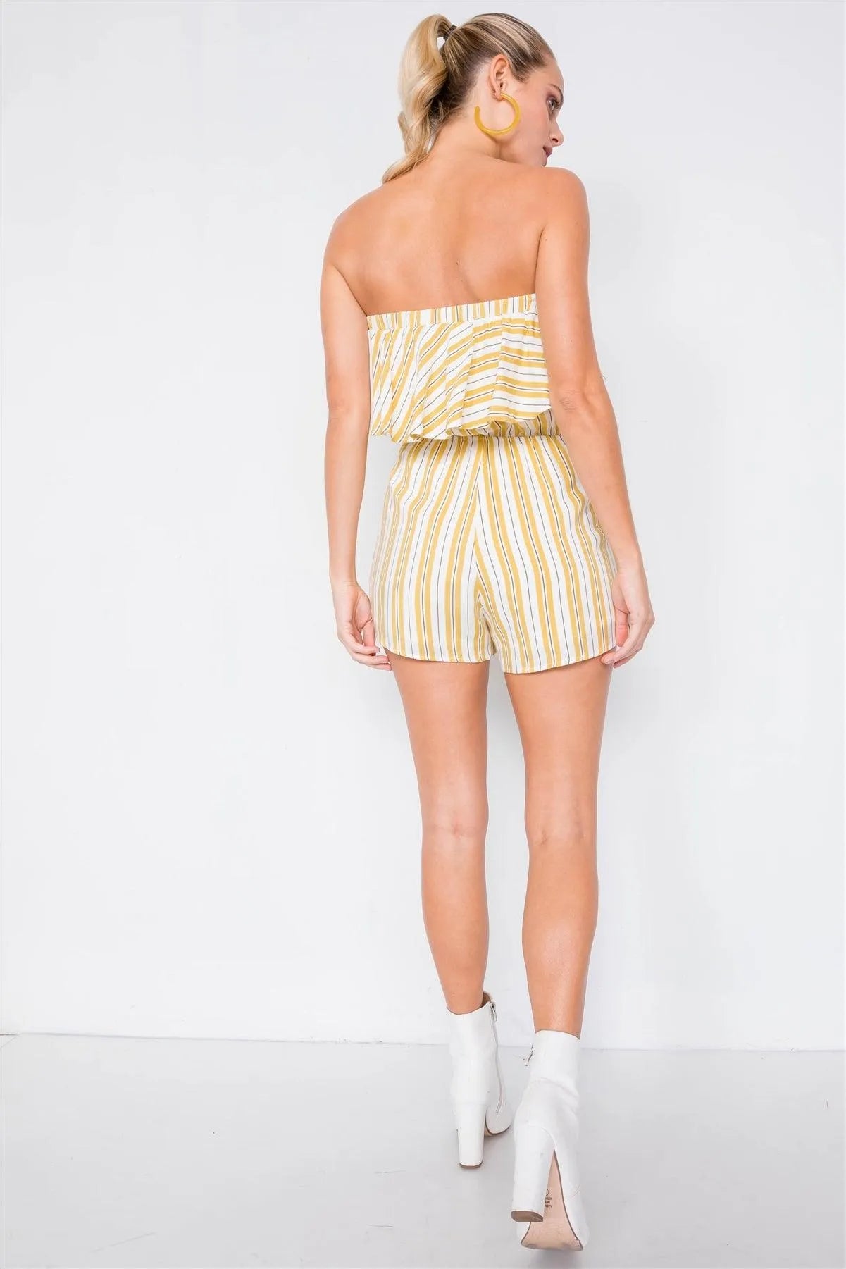 Lime Sleeveless Striped Bow Romper /3-1-1 - Tasha Apparel Wholesale