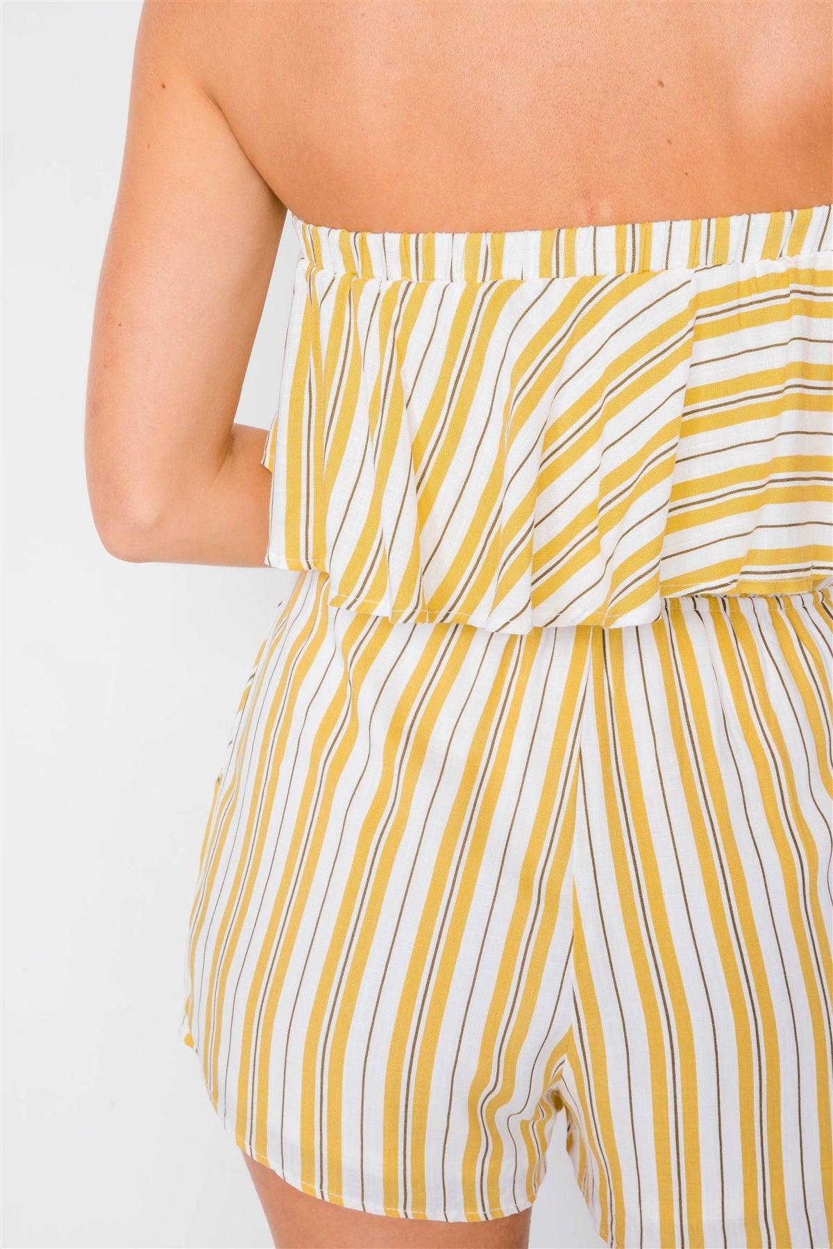 Lime Sleeveless Striped Bow Romper /3-1-1 - Tasha Apparel Wholesale