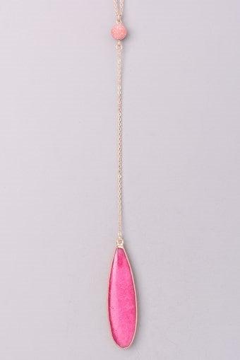 Pink Double Natural Stone Charm Necklace /12 Pieces