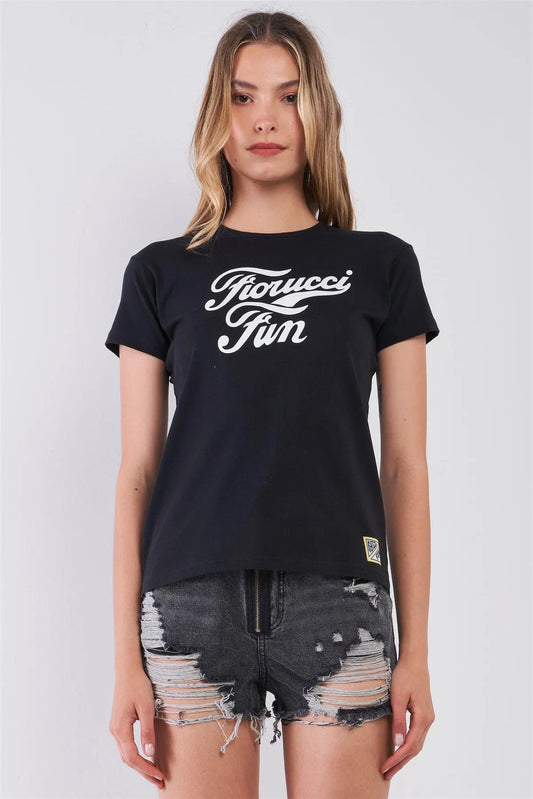 Fiorucci Fun Black Printed Logo T-Shirt For Her /2-2 - Tasha Apparel Wholesale