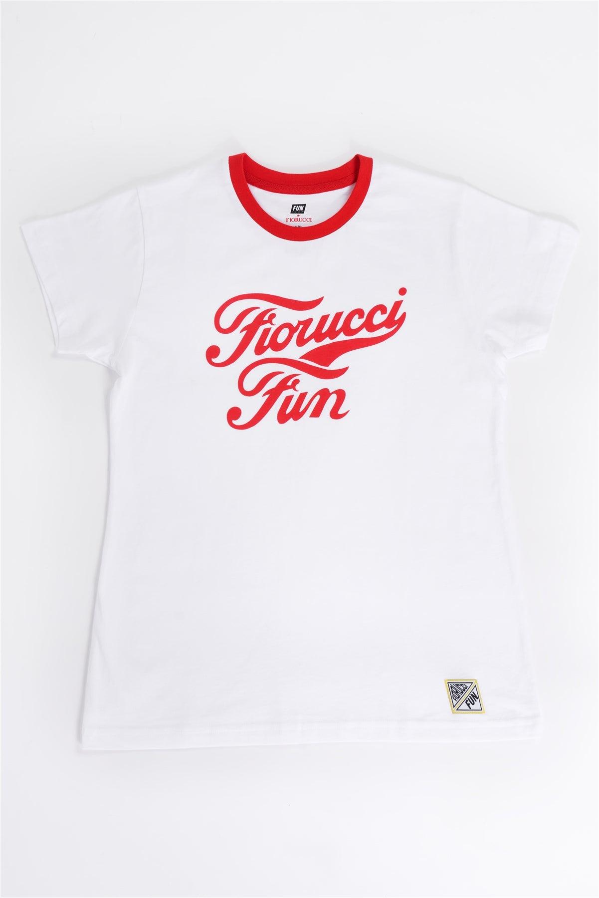 Fiorucci Fun White & Red Printed Logo T-Shirt For Her