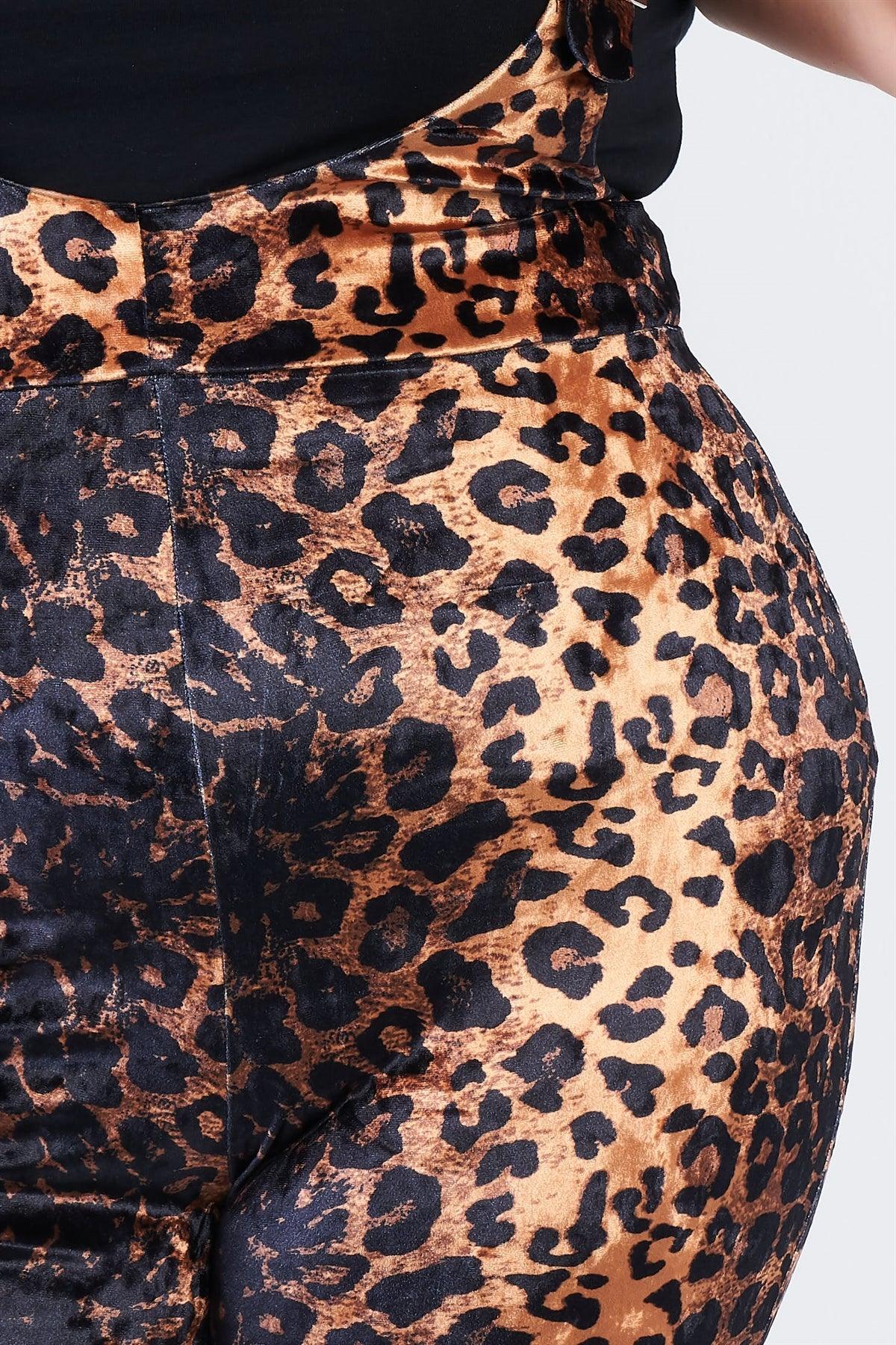 Junior Plus Size Leopard Print High Waist Overall Jumpsuit /2-2-2
