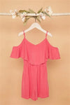 Toddler Girls Mauve Cold Shoulder Cami Romper - Tasha Apparel Wholesale