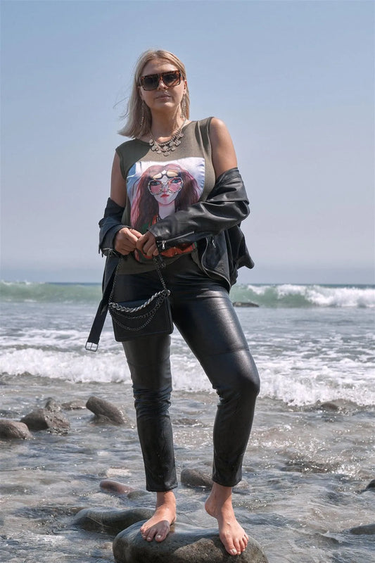 Junior Plus Size Glamorous Black Vegan Leather Slim Fit Pants /2-2 - Tasha Apparel Wholesale