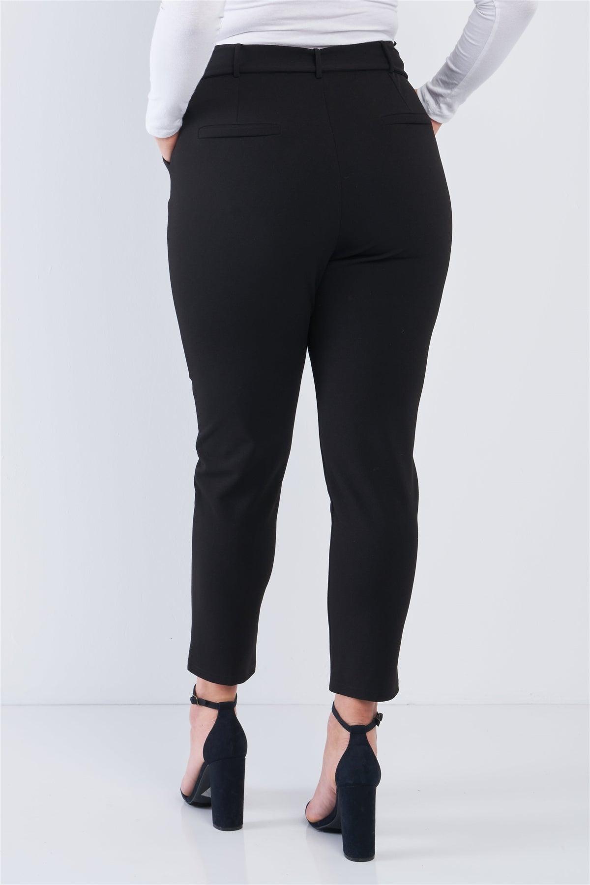 Junior Plus Size Black High Waisted Ankle Length Pants /2-2-2