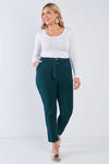 Junior Plus Size Hunter Green High Waisted Ankle Length Pants