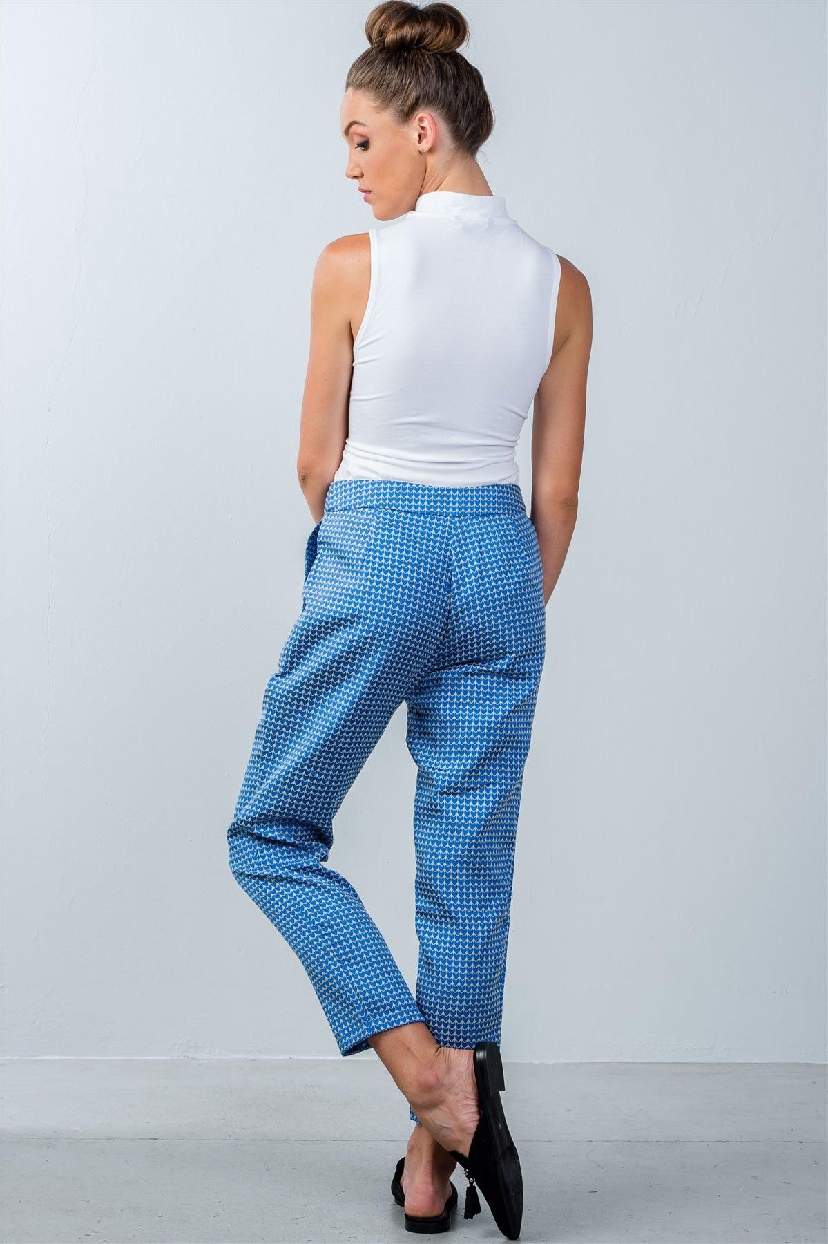 Blue Printed Ankle Length Pants /2-2-2