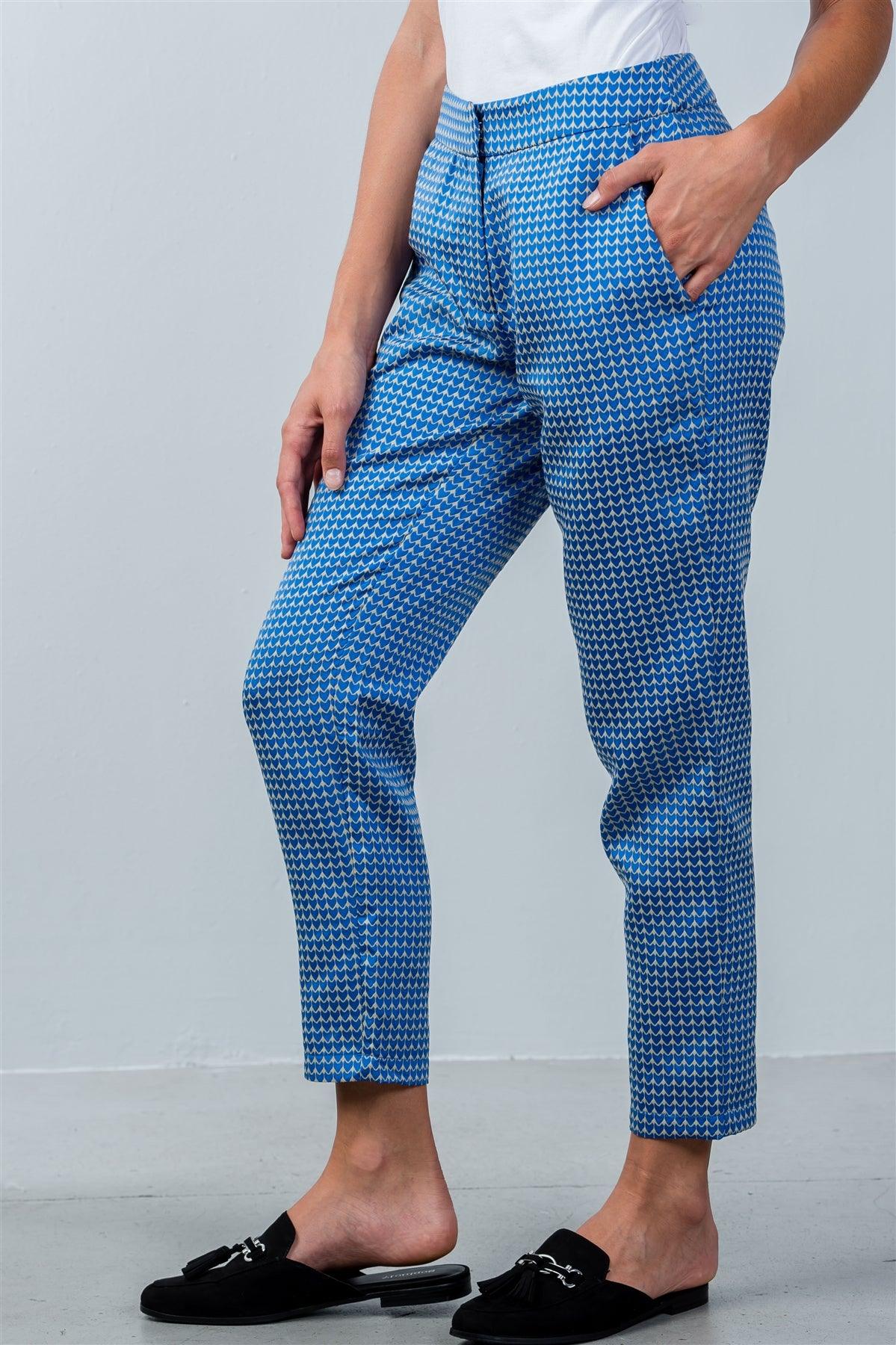 Blue Printed Ankle Length Pants /2-2-2