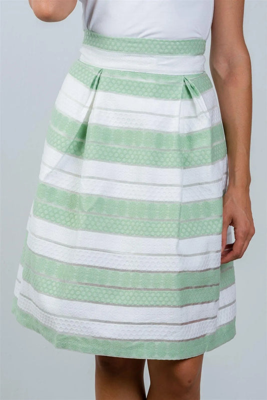 Mint Sheer Stripe Midi Skirt / 2-2-2 - Tasha Apparel Wholesale