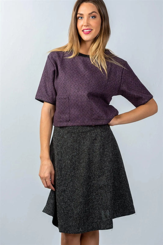 Black Knit Knee-Length Skirt / 2-1-2 - Tasha Apparel Wholesale