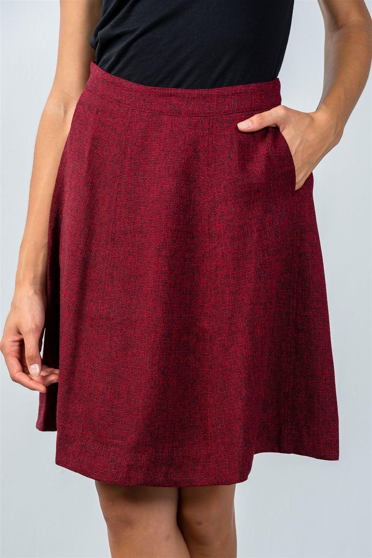 Burgundy Knit Knee-Length Skirt / 2-2-2