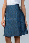 Blue Floral Pattern Textured Pleated Skirt /2-2-2 - Tasha Apparel Wholesale