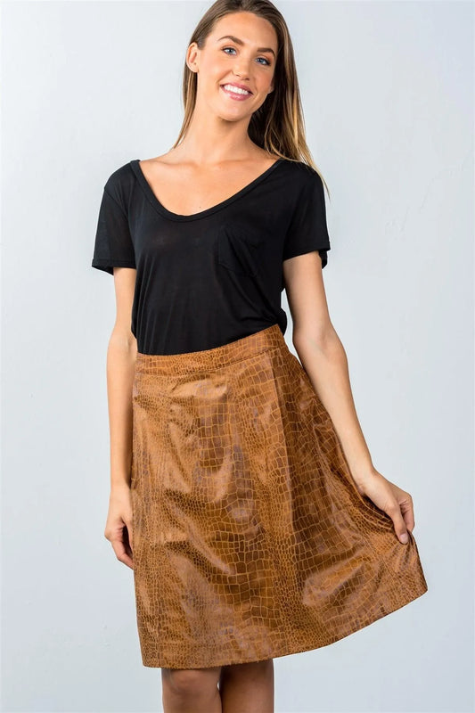 Brown Animal Print Mini Skirt / 2-1-1 - Tasha Apparel Wholesale