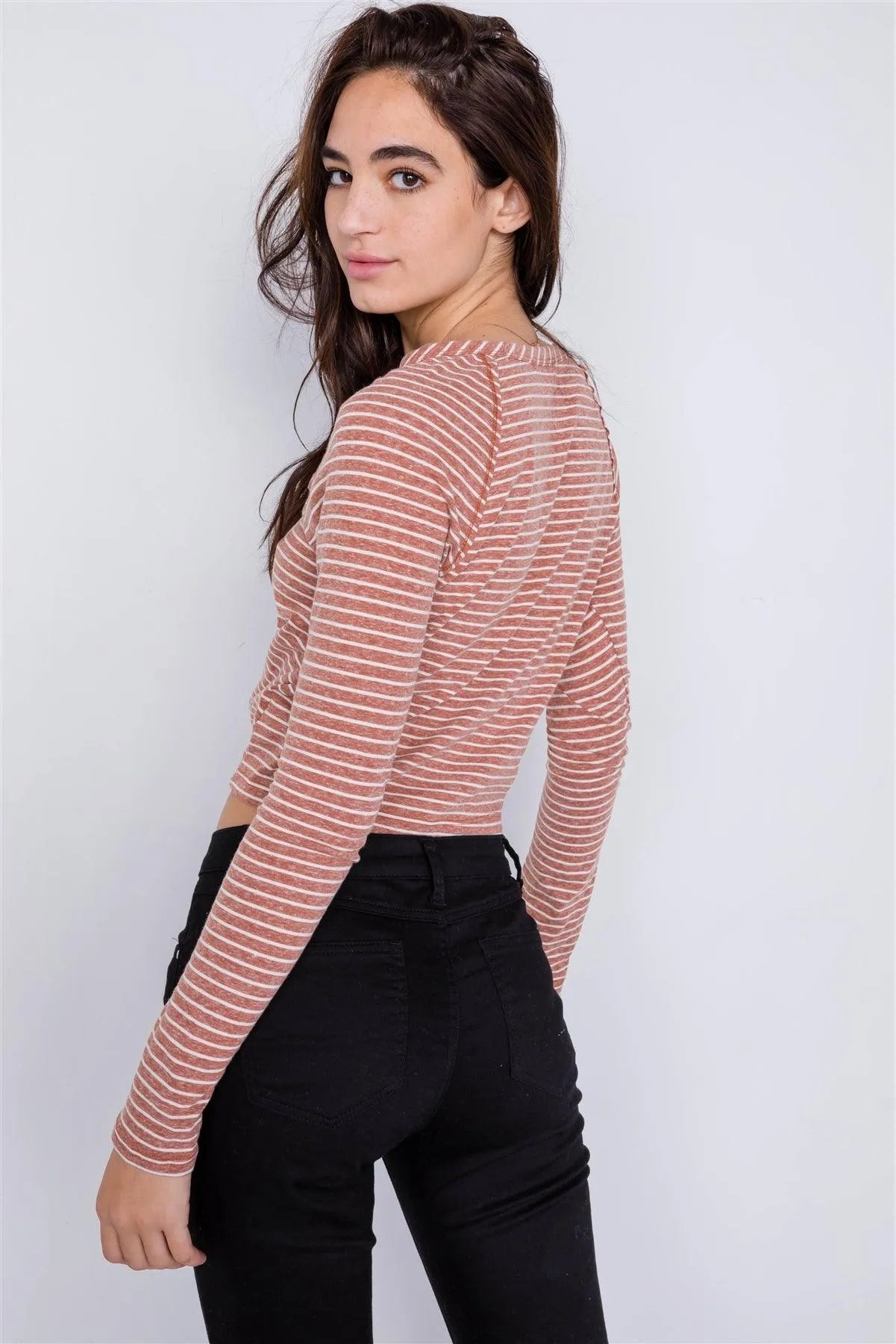Copper Washed Cotton Front Tie Crop Top /2-2-2 - Tasha Apparel Wholesale