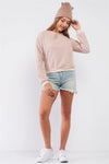 Pink Faux Shearling Long Sleeve Crew Neck Regular Fit Sweater /2-2-1 - Tasha Apparel Wholesale