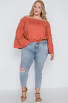Plus Size Mango Off-The-Shoulders Bell Sleeve Top /1-3-3 - Tasha Apparel Wholesale
