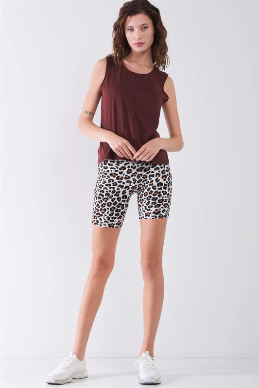Burgundy Solid Sleeveless Raw Hem Detail Round Neck Basic Tank Top /3-2 - Tasha Apparel Wholesale