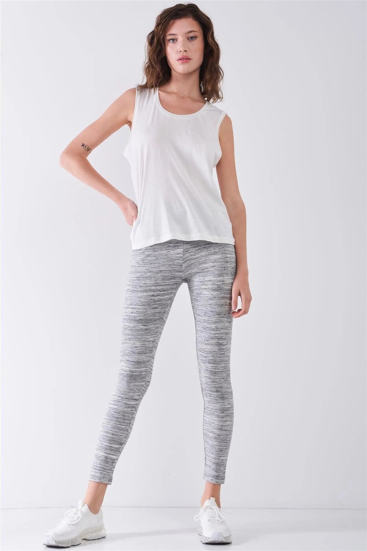 White Solid Sleeveless Raw Hem Detail Round Neck Basic Tank Top /1-2-2-1 - Tasha Apparel Wholesale