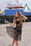 Black Cami Sheer Slip On Mesh Midi Dress - Tasha Apparel Wholesale
