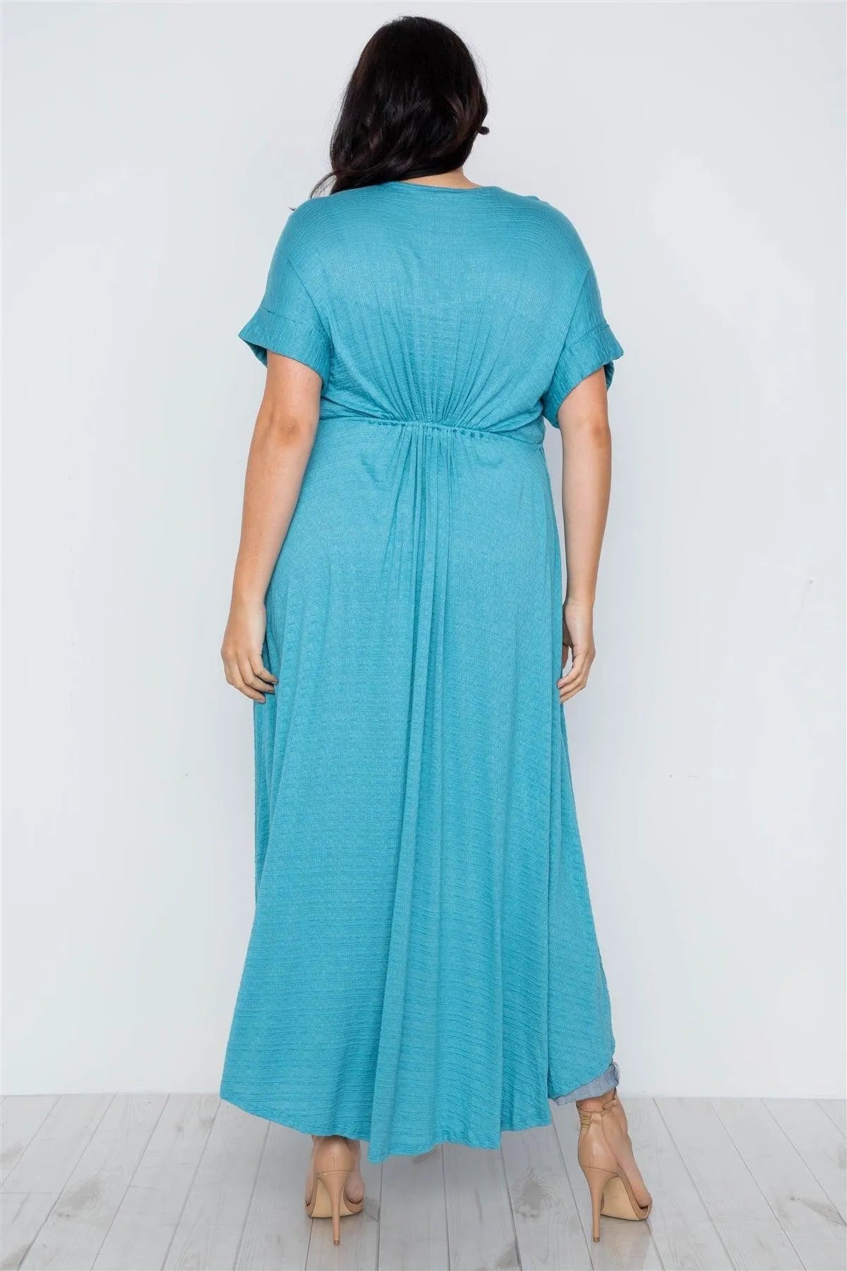 Plus Size Aqua Basic High Low Cardigan Cover Up / 2-2-2 - Tasha Apparel Wholesale