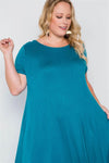 Plus Size Teal Basic Short Sleeve Maxi Dress - Tasha Apparel Wholesale