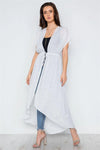 White Polka Dot High Low Kimono Cover Up /1-2-2 - Tasha Apparel Wholesale