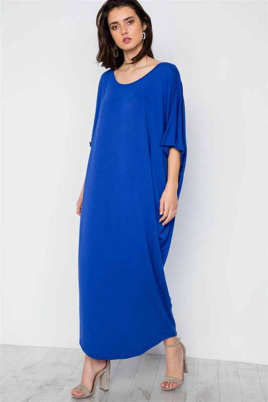 Royal Basic Loose Fit Maxi Shirt Dress / 2-2-2 - Tasha Apparel Wholesale