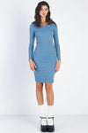 Ribbed Crew Neck Long Sleeve Mini Dress - Tasha Apparel Wholesale