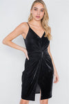 Black Cami Velvet Front Twist Evening Dress /2-2-2