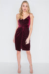Burgundy Cami Velvet Front Twist Evening Dress /2-1-2