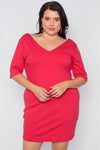 Junior Plus Size Red Back Lace Detail Mini Dress /2-2-2