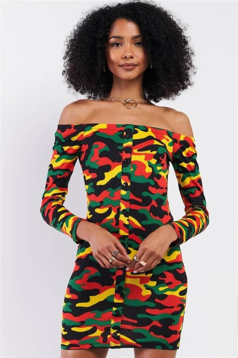 bodycon camo dress Orange Camo Tank Dress – Haute Glam Boutique main image 0