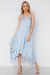 Light Blue Basic Loose Fit Sleeveless Midi Dress / 2-2-2
