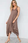 Mocha Basic Loose Fit Sleeveless Midi Dress - Tasha Apparel Wholesale