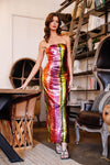 Multi Color Sequin Striped Off-The-Shoulder Maxi Dress /1-2-2-1