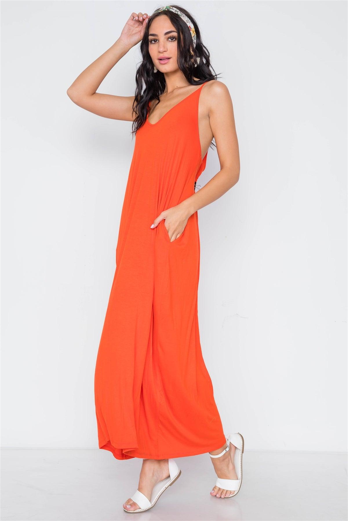 Orange Solid Cami Maxi Dress /1-2-3