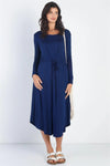 Navy Long Sleeve Basic Midi Maxi Dress /1-2-1 - Tasha Apparel Wholesale