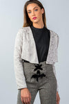 Taupe Paisley Textured Cropped Blazer / 2-2-2