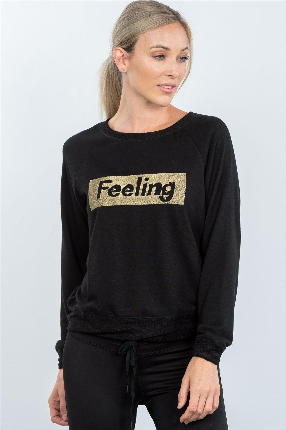Black Graphic Front FEELING Sweater /3-2-1