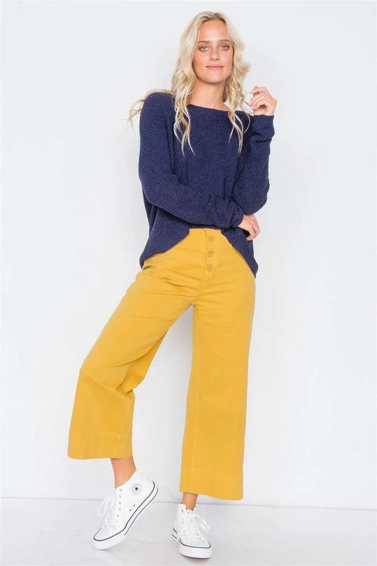 Mustard Yellow Hipster High Waist Gaucho Pants /3-2-1 - Tasha Apparel Wholesale