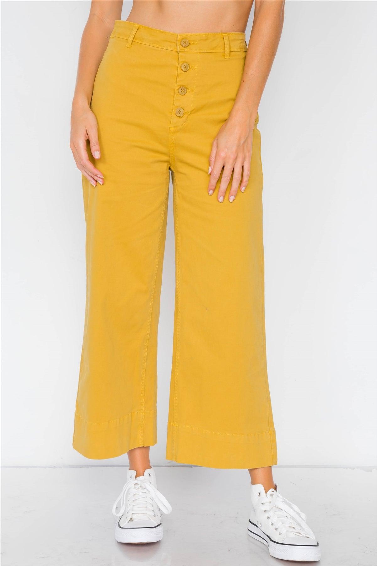 Mustard Yellow Hipster High Waist Gaucho Pants /3-2-1