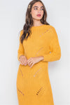 Yellow Chunky Knit Long Sleeve Sweater Dress / 2-2