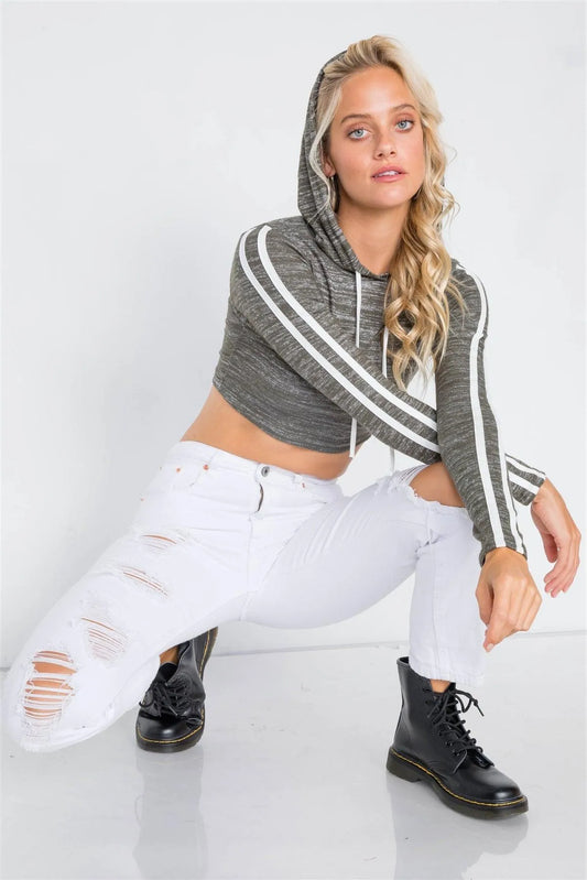 Green Heathered Contrast Trim Jacket /2-2-2 - Tasha Apparel Wholesale