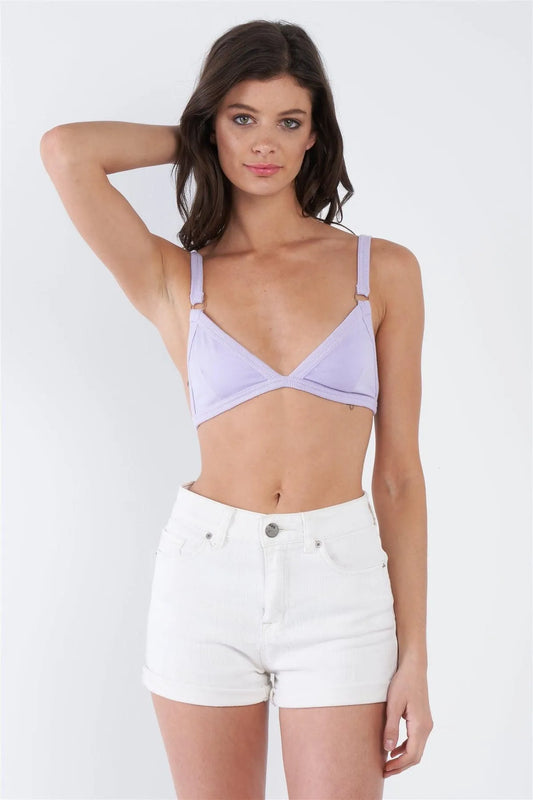 Lavender Purple Cotton Bold Trim Clasp Back Bra /3-2-1 - Tasha Apparel Wholesale