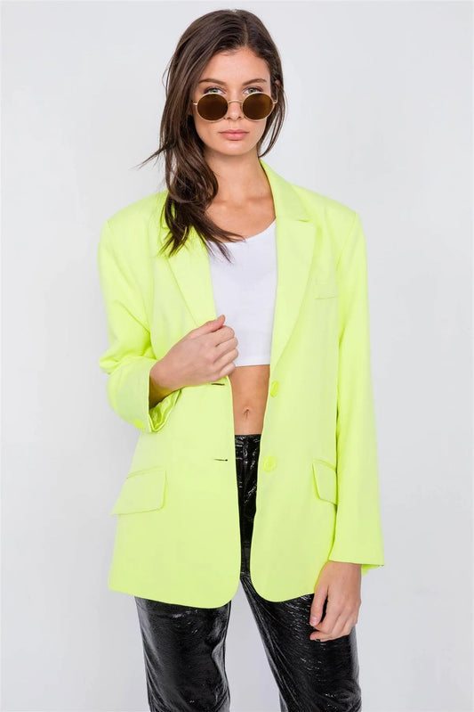 Lemonade Relaxed Fit Boyfriend Casual Blazer Jacket - Tasha Apparel Wholesale