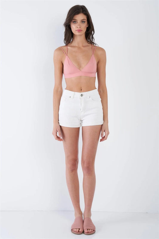 Dark Blush Pink Elastic Criss-Cross Back Strap Bra /4-2-1 - Tasha Apparel Wholesale