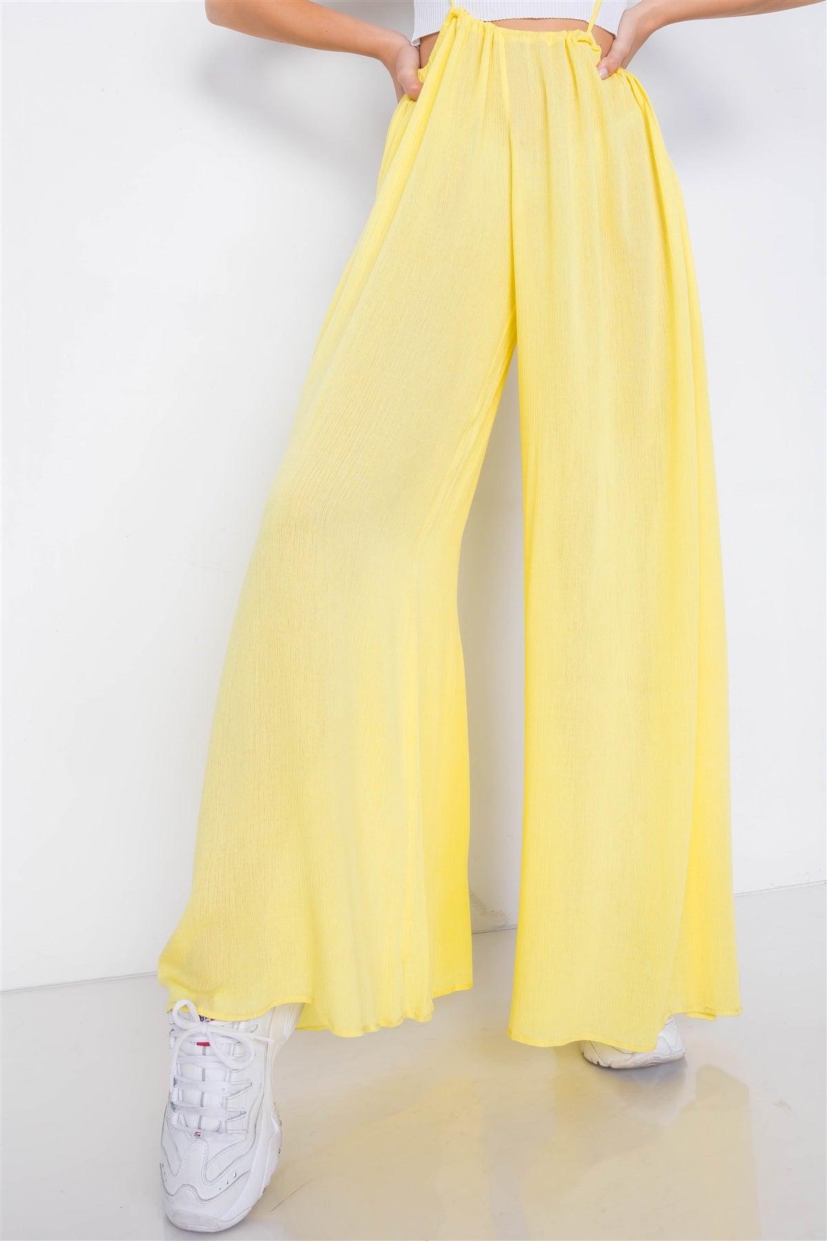 Yellow Overall Vintage Sheer Wide Leg Jumpsuit / 3-2-1