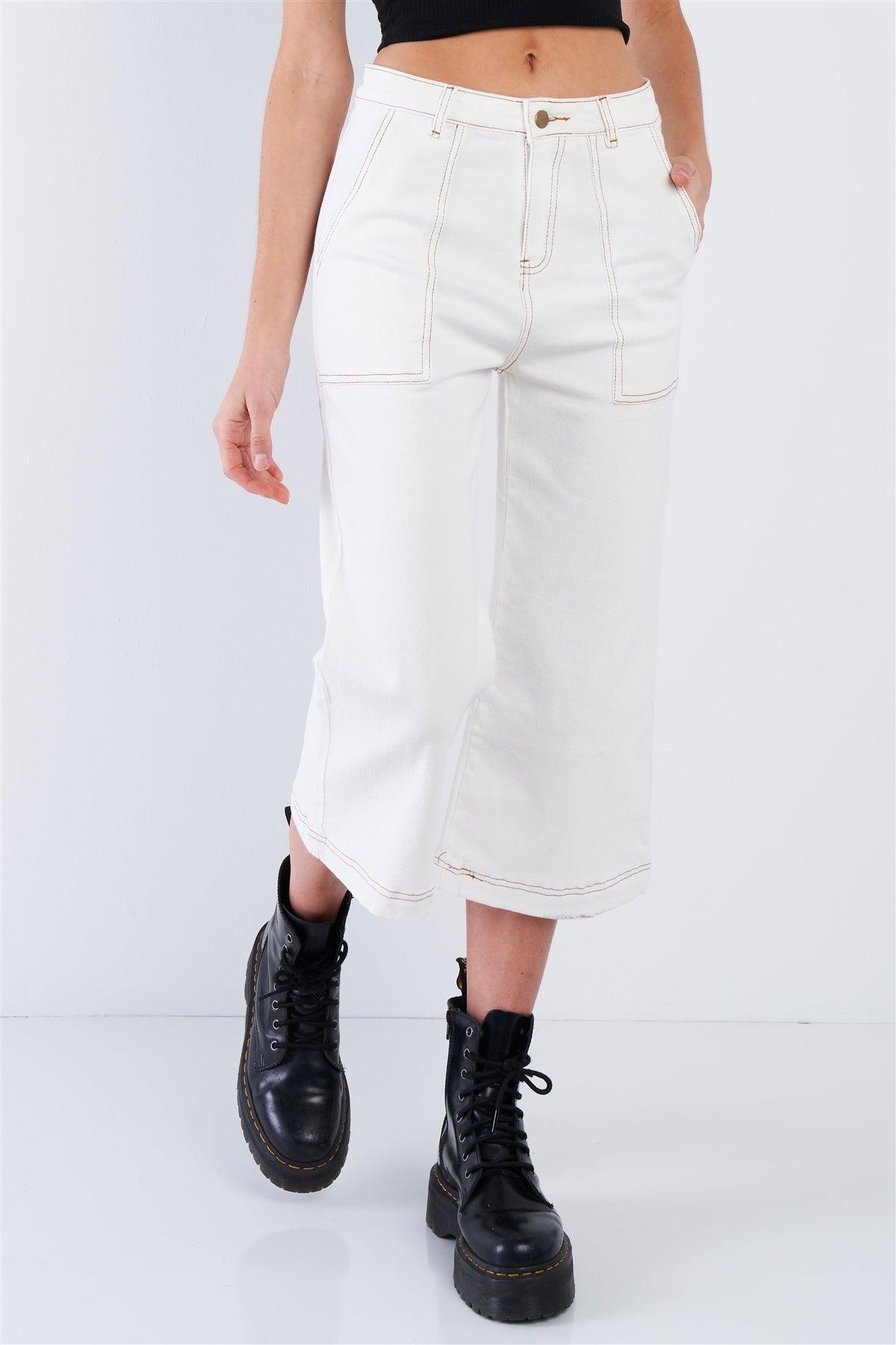 Off-White Wide Leg Denim Gaucho Jeans  /3-2-1